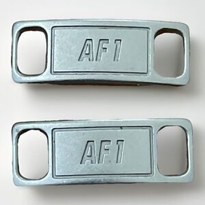Nike AF1 Replacement Lace Tags Shoe Badge Silver Tone Air Force Ones Dubraes